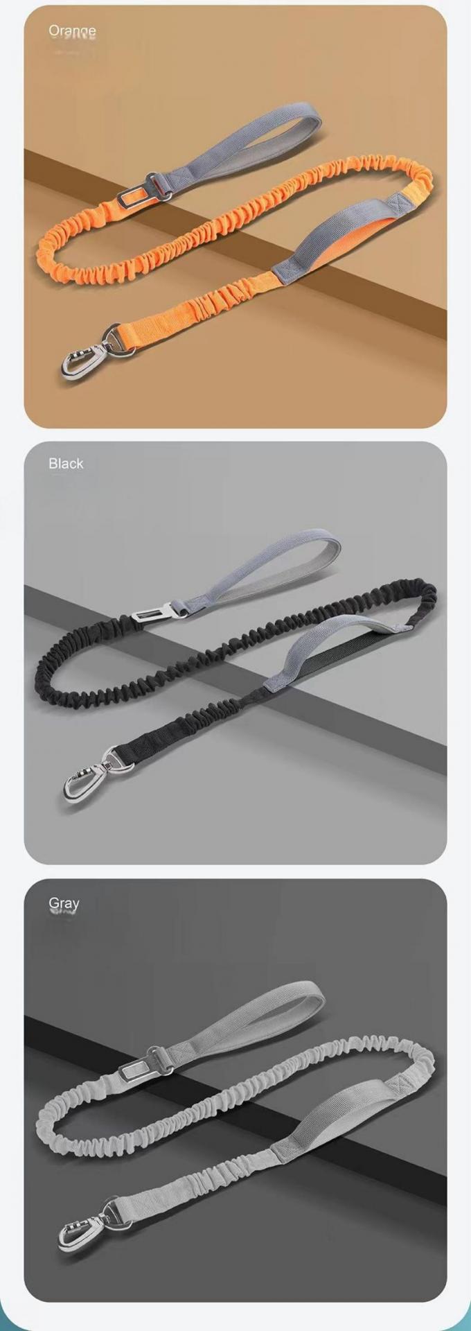 Elastic Leash para perros a prueba de explosiones de aleación de plata Entrenamiento de gancho, seguridad del automóvil 0