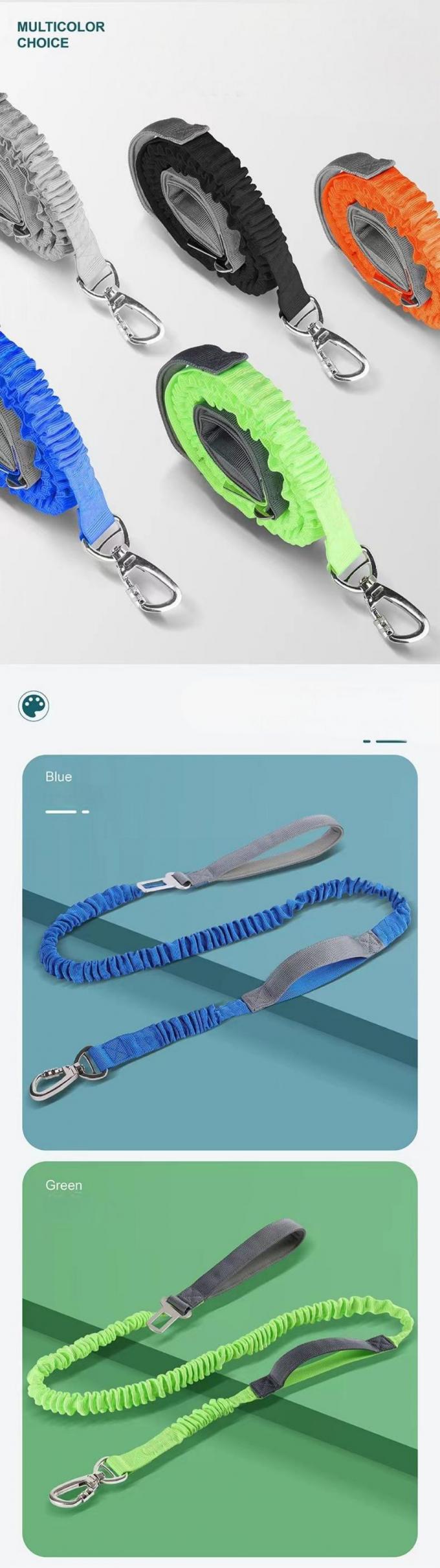 Elastic Leash para perros a prueba de explosiones de aleación de plata Entrenamiento de gancho, seguridad del automóvil 6