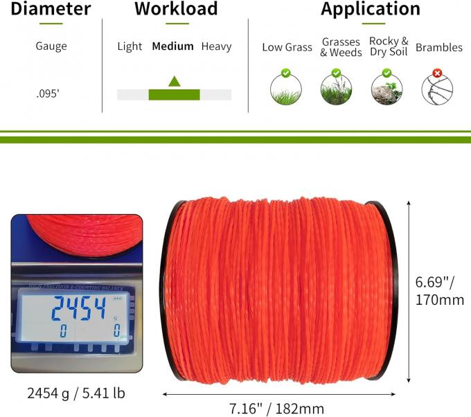 Moda Alta eficiencia de corte de césped de grado profesional 1lb línea de recorte de césped 1