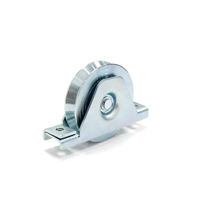 Rueda de puerta corredera galvanizada ruedas de puerta de ranura con soporte