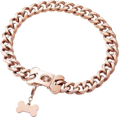 Perro de oro rosa de acero inoxidable de la cadena cubana de trabajo pesado resistencia a la corrosión