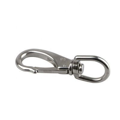 Un buen precio. Negro y plata acabado de alta pulido resorte de acero inoxidable perno giratorio Snap Hook 53mm-100mm en línea