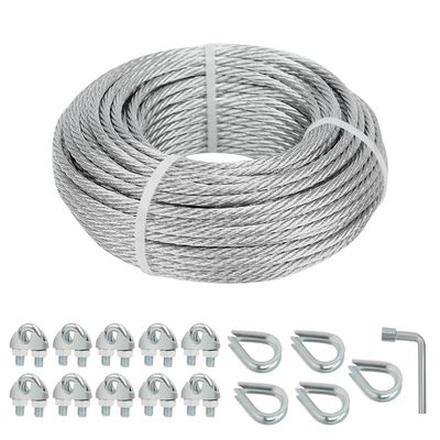 comprar Construcción de cobertizo anclado 7X7 núcleo de hebras de acero inoxidable galvanizado Cable de avión con abrazadera de cuerda y pulgar online manufacture