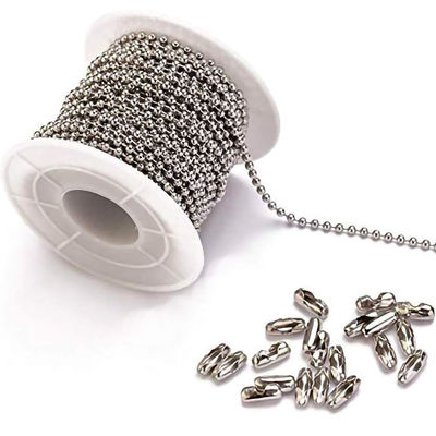 comprar Cadena de rodillos esencial de acero inoxidable de 2,4 mm Cadena de bolas de plata con longitud personalizada online manufacture