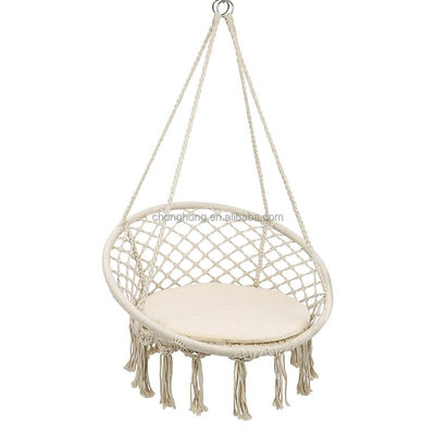 comprar Colgante redondo hamaca de jardín exterior cuerda de algodón Macrame Fringe Patio columpiar hamaca silla de mascotas hamaca online manufacture