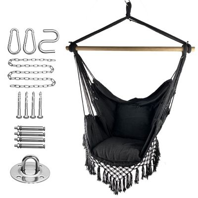 comprar 100*130cm 320g poliéster-algodón cuerda colgante colgante hamaca con dos almohadas online manufacture