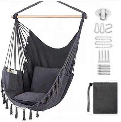 comprar 100*130cm 320g poliéster-algodón cuerda colgante colgante hamaca con dos almohadas online manufacture