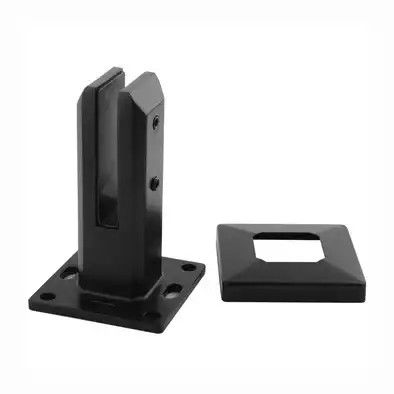 Un buen precio. Inversión de precisión de fundición Matte Negro Cuadrado de vidrio Spigot para barandillas de acero inoxidable de barandilla de vidrio en línea