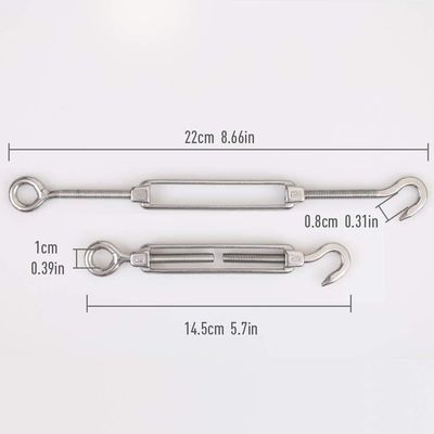 Un buen precio. 304 Acero inoxidable Cuerdas de alambre Ojo y gancho Tornuela Kit de hardware de trabajo pesado para montaje de carpa en línea