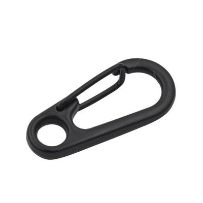 Un buen precio. Mini carabiner de aleación de zinc negro con gancho y llavero de anillo para equipos de minería en línea