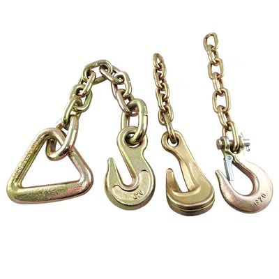 Cadena de transporte G70 de alta resistencia con gancho de material 20Mn2 zincado amarillo