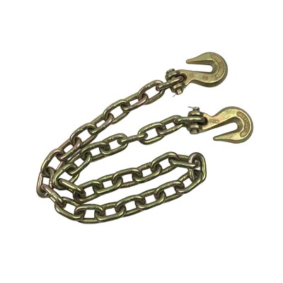 Un buen precio. Cadena de transporte G70 de zinc amarillo de 5/16''x 18' con gancho de horquilla en línea