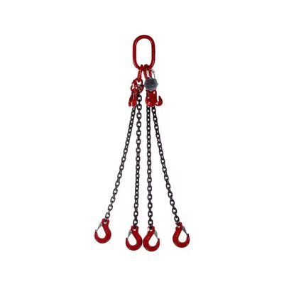 Un buen precio. 2t límite de carga cadenas de elevación rojas con ganchos G80 de acero de aleación de 8 mm de diámetro de piernas múltiples en línea