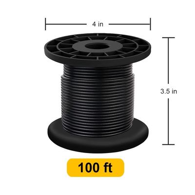 Un buen precio. Cable de alambre de acero inoxidable 304 revestido en vinilo negro para luces de cuerda en línea