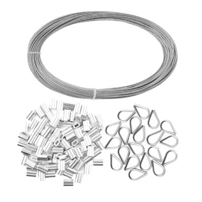 Un buen precio. Cable de cable de acero inoxidable galvanizado de 1/16 pulgadas con mangas y dedos de aluminio. en línea