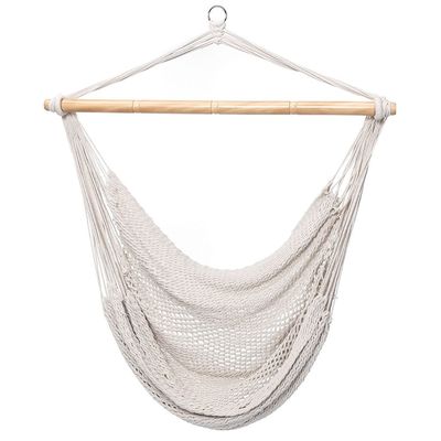 Un buen precio. Silla colgante de acampada de alta capacidad en exteriores silla de hamaca de cuerda blanca con soporte en línea