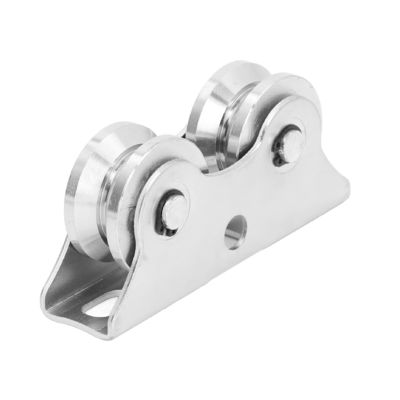Un buen precio. Acero inoxidable V en forma de doble rodamiento rueda de rodadura de puerta corredera con soporte en línea