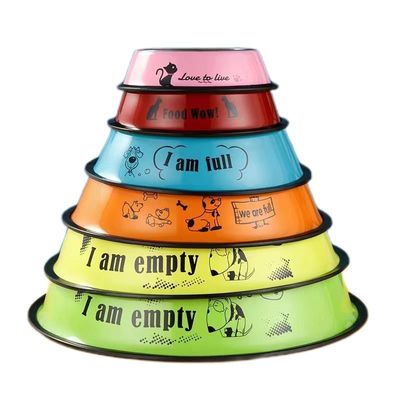 Un buen precio. Cuenco para mascotas de acero inoxidable elegante y duradero Diseño pintado de colores para mascotas felices en línea