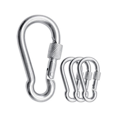 Un buen precio. Finalización pulida Carabiner de acero inoxidable de resorte gancho de resorte con ojo y tornillo en línea