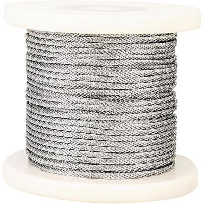 Un buen precio. Acero inoxidable 316 7x7 cordones de cable de avión de núcleo de hebras de 1000 pies de longitud en bobina de nylon 1/32