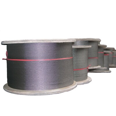 Un buen precio. Cable de acero inoxidable con material AISI304 304L 316 316L y construcción 6 x 7 FC / IWS en diámetros de 1/16