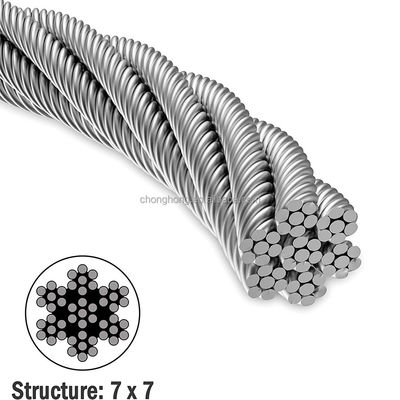 Un buen precio. Núcleo de acero 7*19 SS Cables de acero AISI304 AISI316 Cables de acero 8mm Cables de acero inoxidable Contenido de Si 1.0% 7x19 Cables de acero inoxidable en línea
