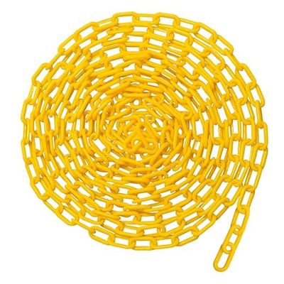 Un buen precio. Cadena de plástico amarilla de 50 pies para uso interior y exterior con opciones de longitud de 100 pies en línea