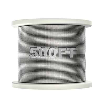 Un buen precio. 7x7 500 pies T 316 cable de grado marino 1/8 de acero inoxidable cuerda de alambre de avión para cubierta en línea