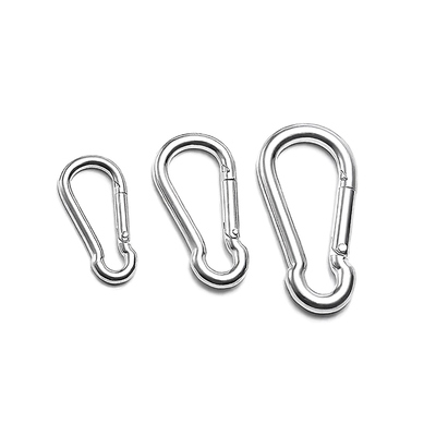 Un buen precio. Fábrica de venta al por mayor Carabiner Hook Hardware 304 316 Primaveras de acero inoxidable botón de escalada Snap Hooks en línea