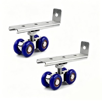 Un buen precio. Cuatro ruedas de metal pista corredera de bolsillo puerta de rodillo juego colgador rodamiento de bola Kit de polea para armario armario puerta de granja en línea