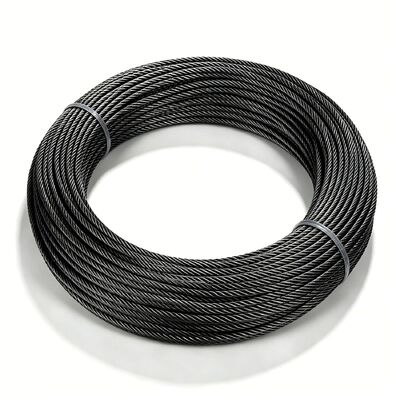 Un buen precio. Óxido negro T316 Acero inoxidable cuerda de alambre 1/8 pulgadas 7x7 Cable de avión 100 pies para alambre trellis proyectos de bricolaje al aire libre en línea