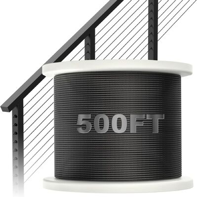 Un buen precio. 3/16 Black T316 Stainless Steel Wire Rope 250 ft 7x19 Aircraft Cable 3700 lbs Breaking Strength for Zipline Deck Railing en línea