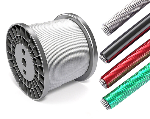 Un buen precio. Cuerda de alambre de acero con recubrimiento de PVC verde de construcción 7x7/7x19 con diámetro de 5/32