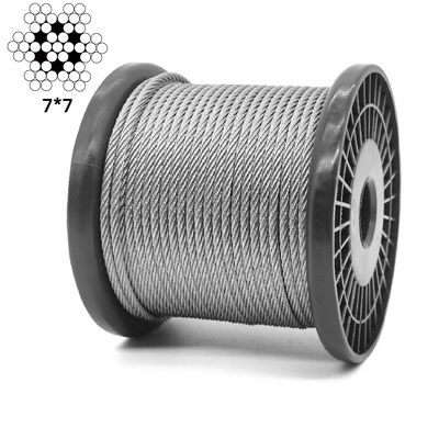 Un buen precio. Cable de acero inoxidable T316 7x7 hilos 500 pies para barandillas de cubierta, cable de acero inoxidable con cortador en línea